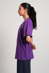 Basic Purple Tee – LaRosa Night Wears for Women – Cotton Summer Sets Collection | Larosawears | Shop Online – Side Look